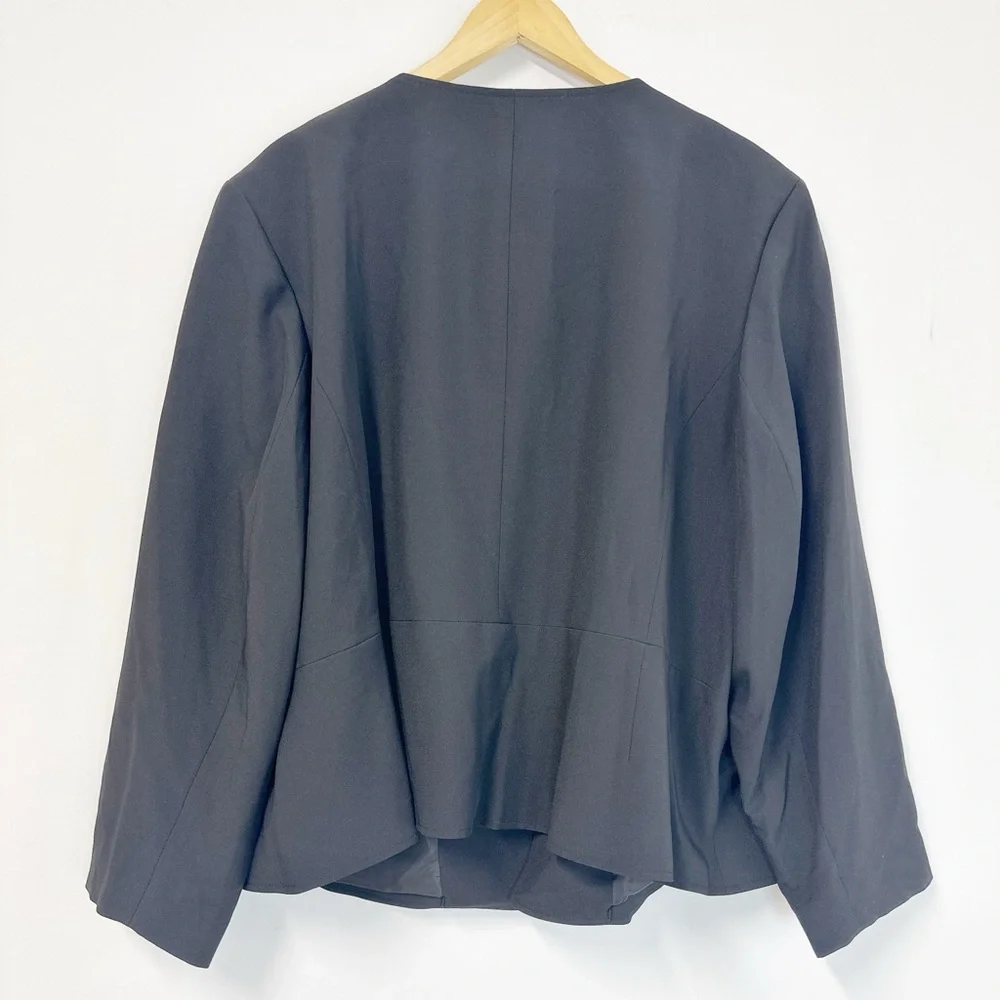 Le Suit Women's Black Collarless Lined Cardigan Suit Jacket Plus Size 24W